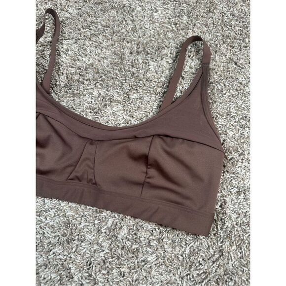 gymshark mesh sports bra soft brown scoop neck cup details training gym size M - Picture 4 of 8